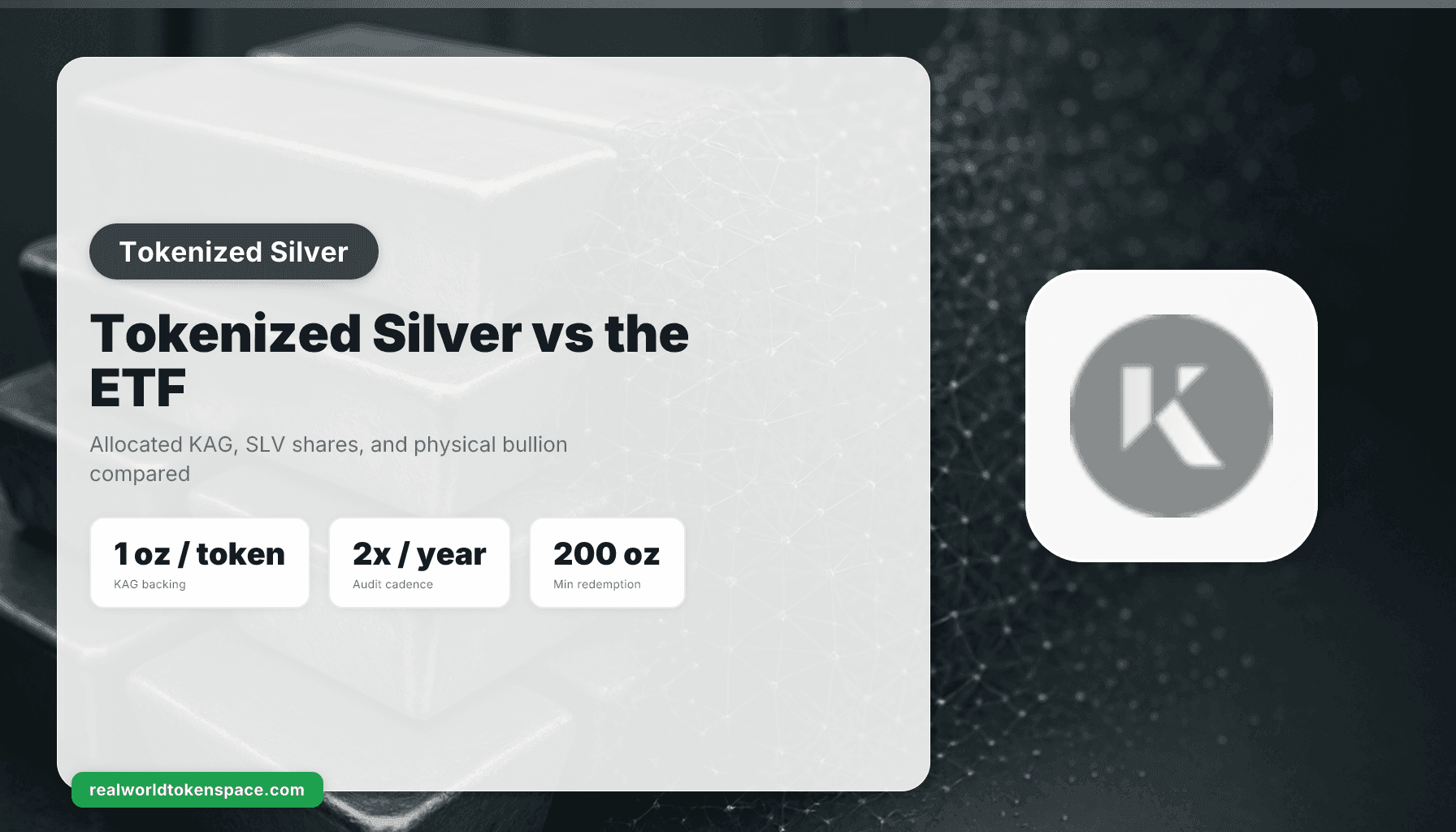 Tokenized Silver เทียบ SLV: KAG, การเปรียบเทียบ Allocated Bullion | RealWorldTokenSpace